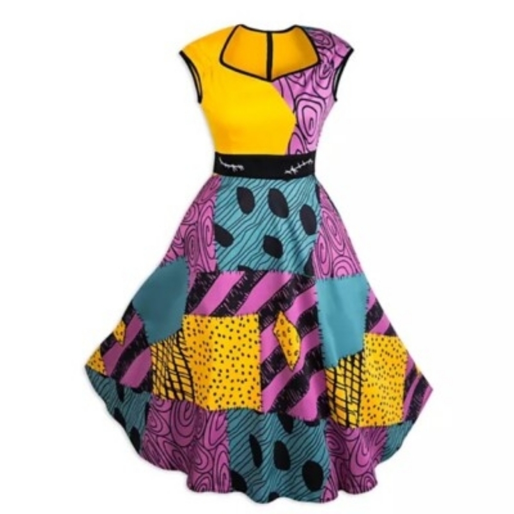 Disney Nightmare Before Xmas Sally Patchwork Dress NlWT Pinup Retro XL